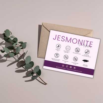 Jesmonite Care Card | Canva Template