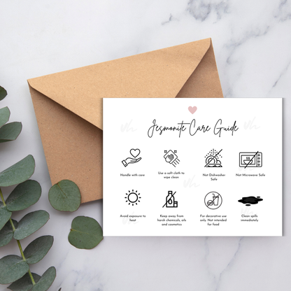 Jesmonite Care Card Template | Editable in Canva