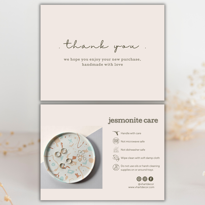 Jesmonite Care Card | Canva Template