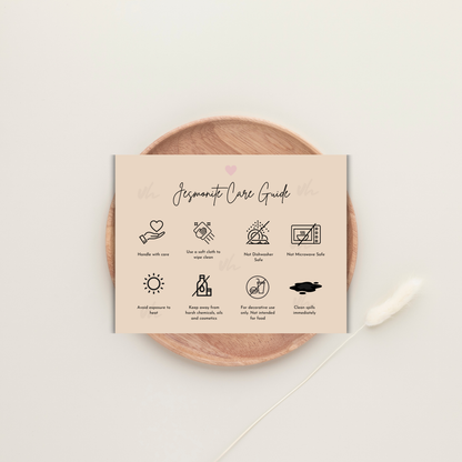 Jesmonite Care Card Template | Editable in Canva