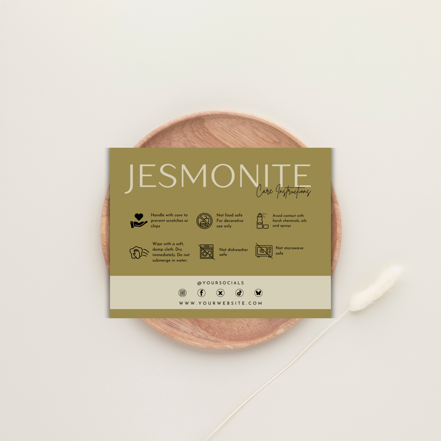 Jesmonite Care Card Template | Editable in Canva