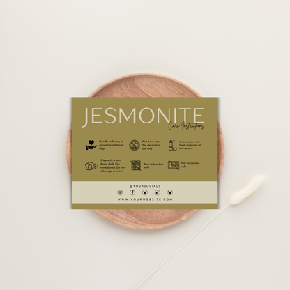Jesmonite Care Card Template | Editable in Canva