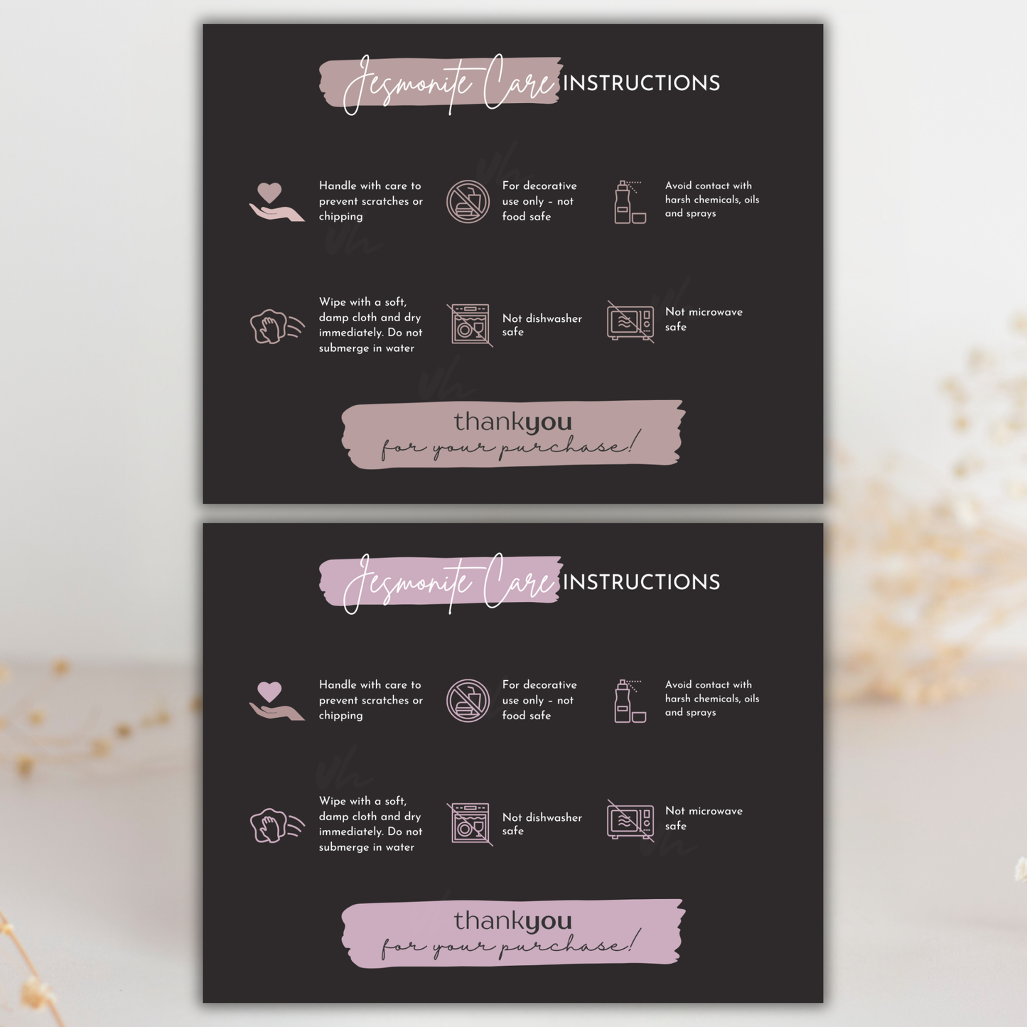 Jesmonite Care Card | PNG Instant Download