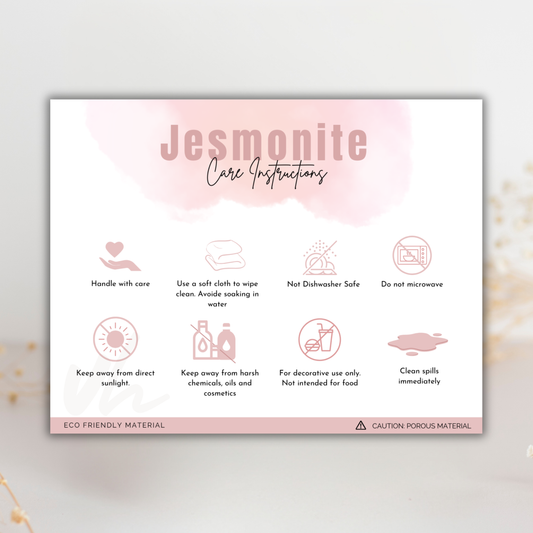 Jesmonite Care Card | Canva Template