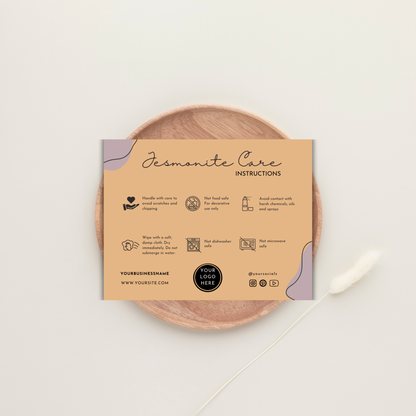 Jesmonite Care Card Template | Editable in Canva