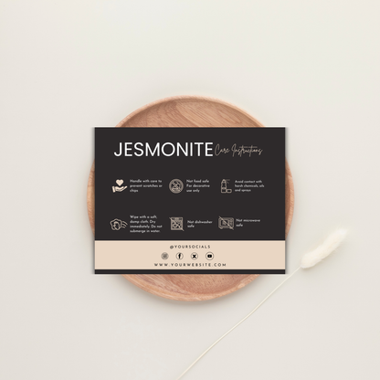 Jesmonite Care Card Template | Editable in Canva