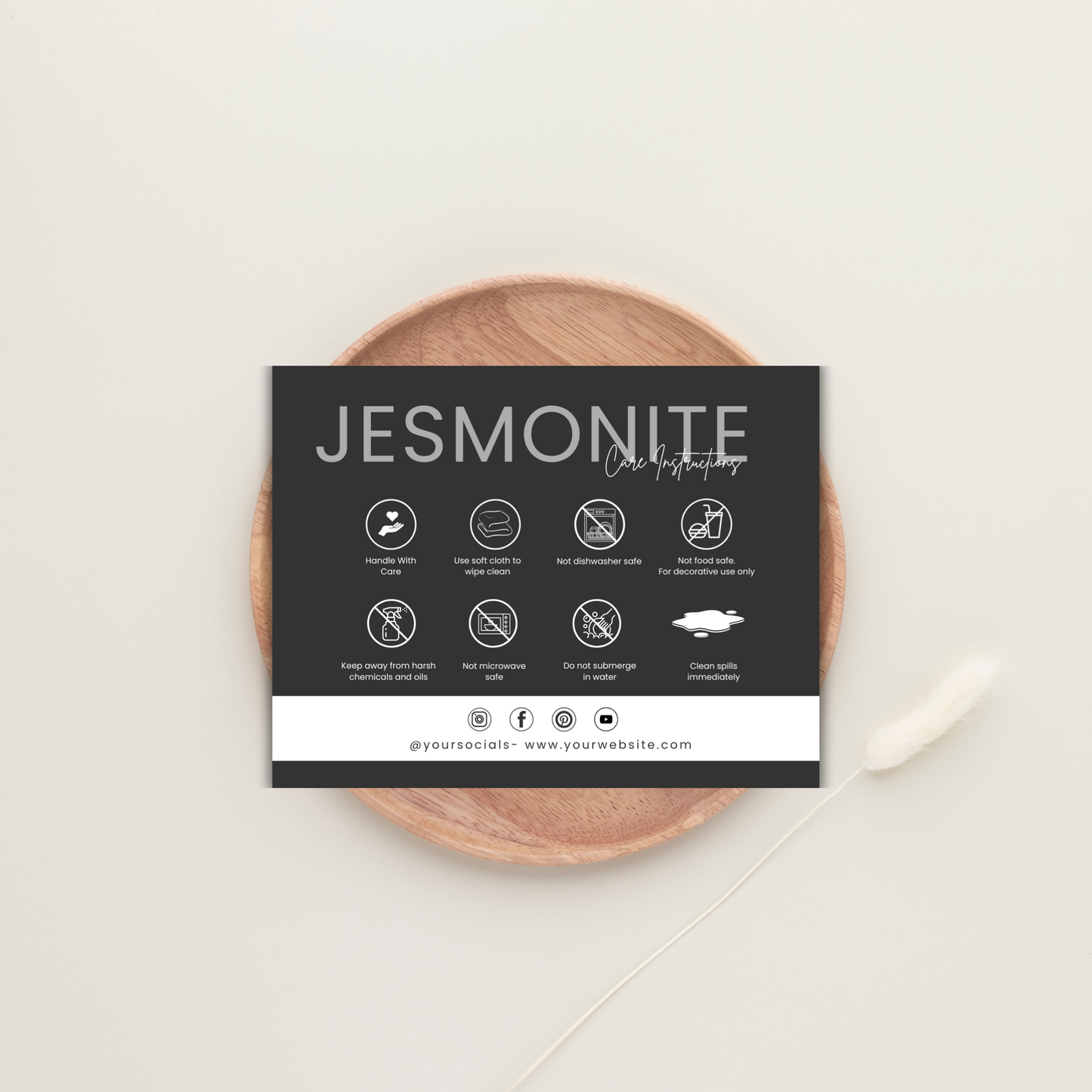 Jesmonite Care Card | Canva Template