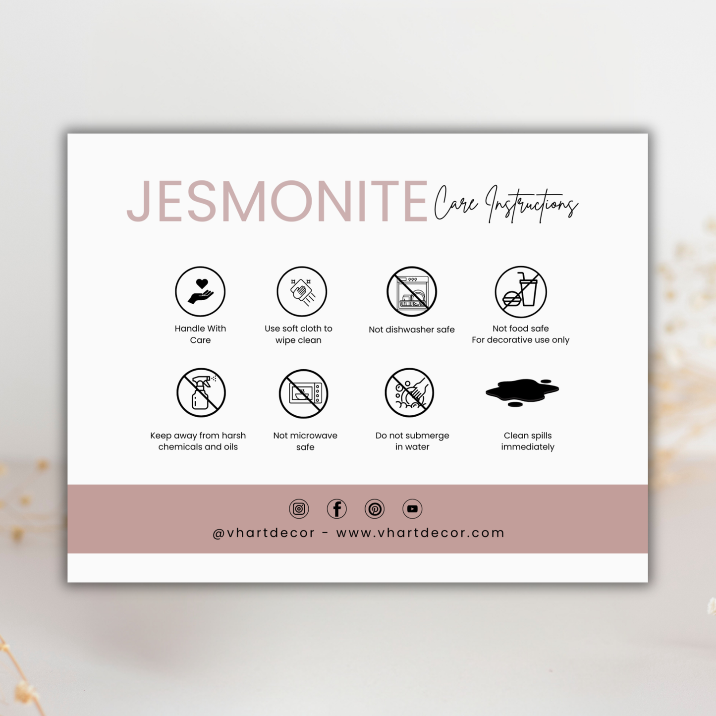 Jesmonite Care Card | Canva Template
