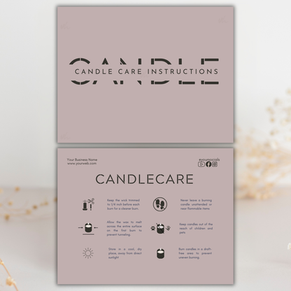 Candle Care Card | Canva Template