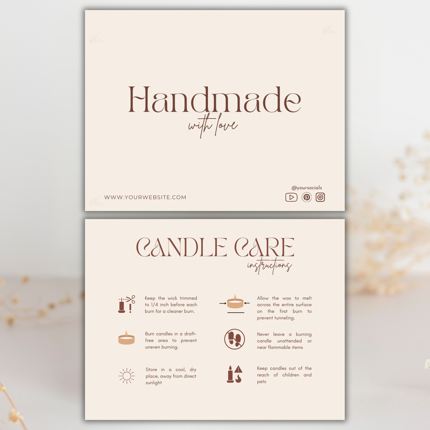 Candle Care Card | Canva Template