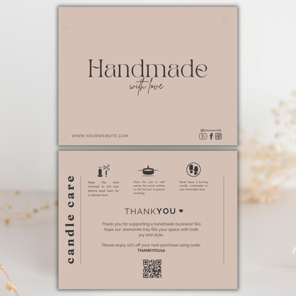 Candle Care Card | Canva Template