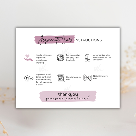 Jesmonite Care Card | Canva Template