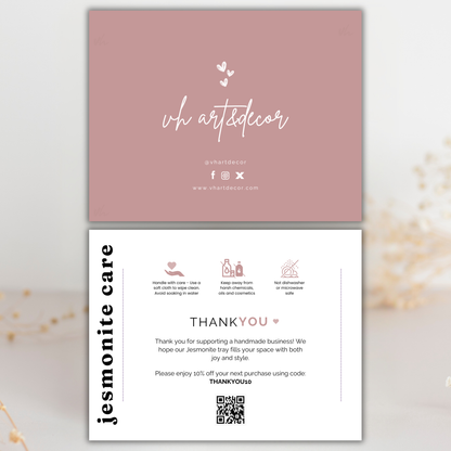 Jesmonite Care Card | Canva Template