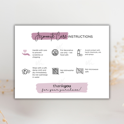 Jesmonite Care Card | Canva Template