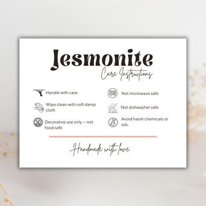 Jesmonite Care Card | Canva Template