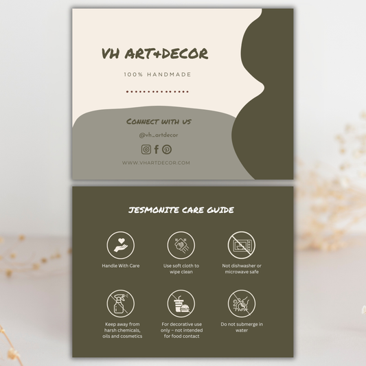 Jesmonite Care Card | Canva Template