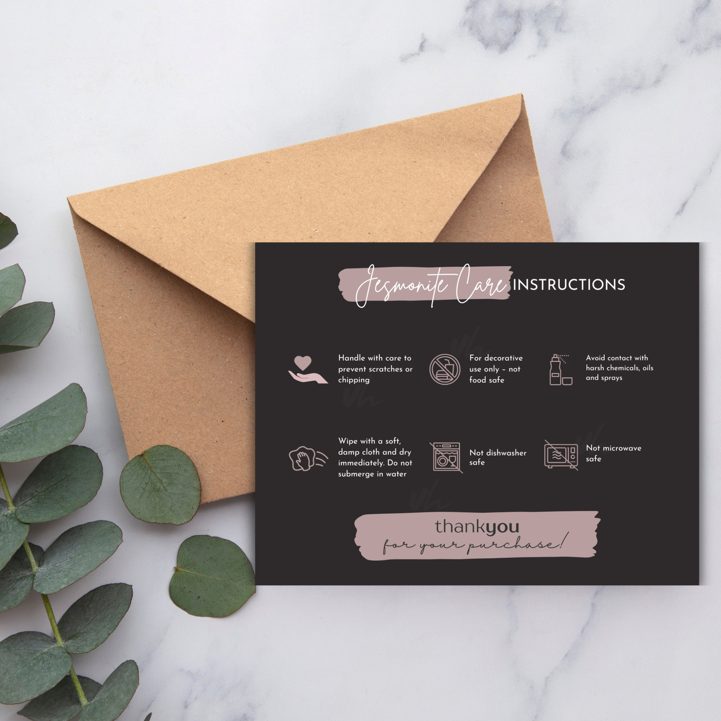 Jesmonite Care Card | PNG Instant Download