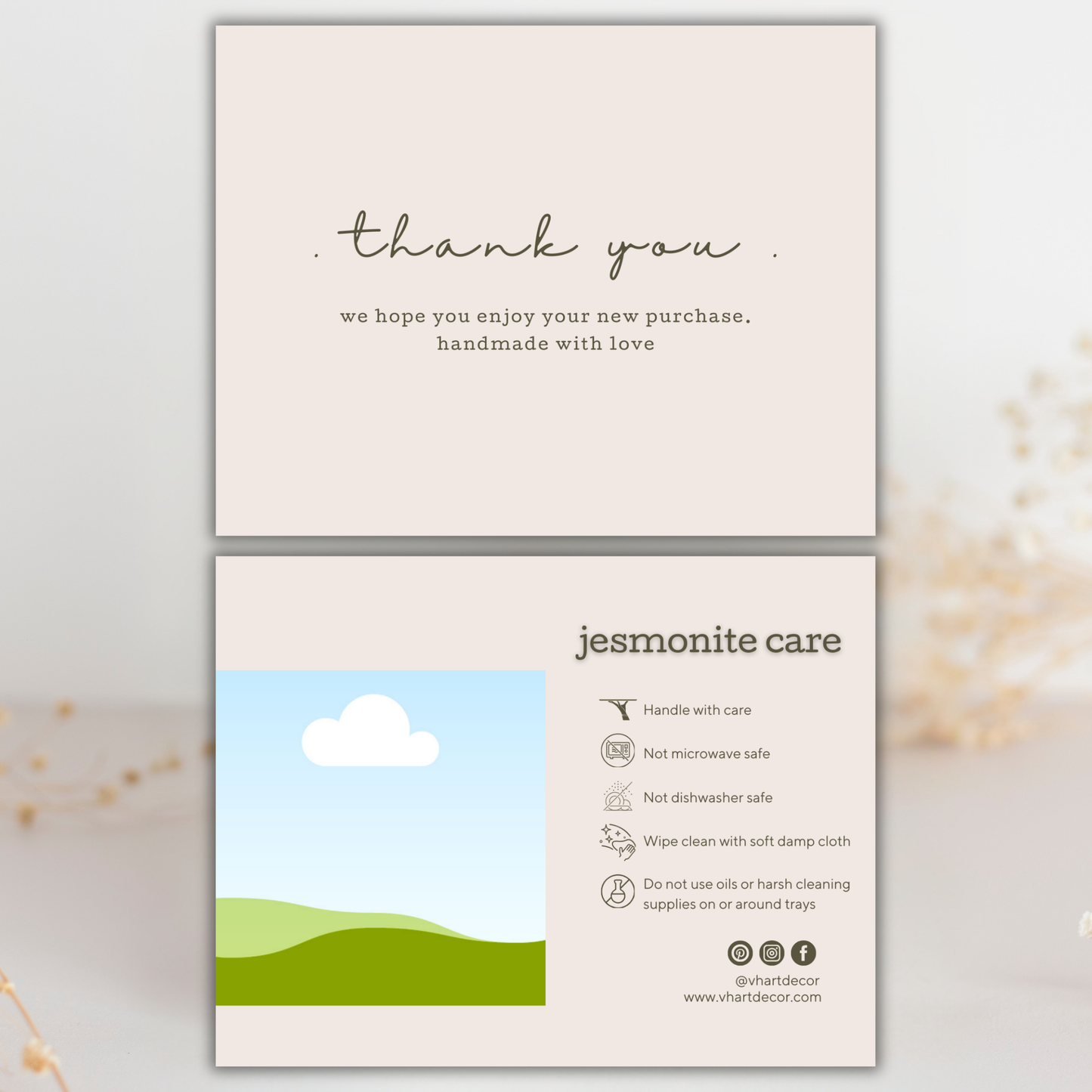 Jesmonite Care Card | Canva Template