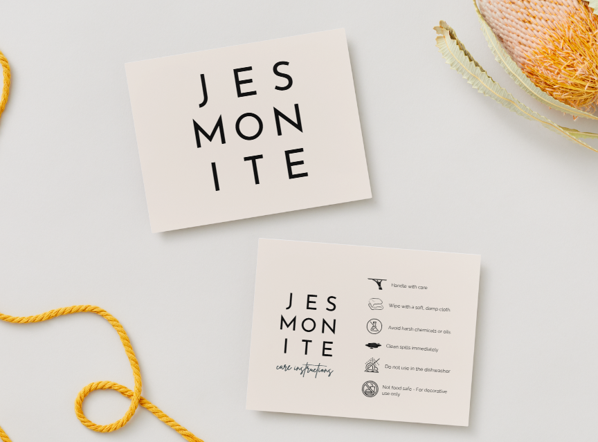 Jesmonite Care Card | Care Card Template | Jesmonite Instructions