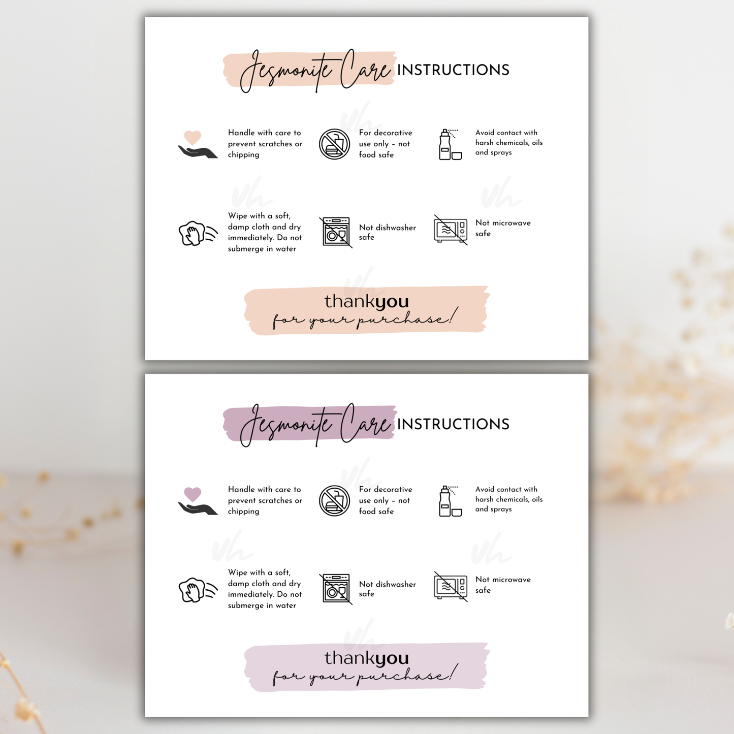Jesmonite Care Card | PNG Instant Download