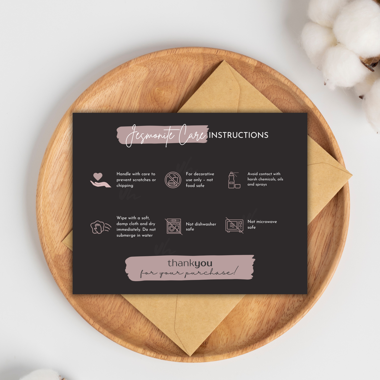 Jesmonite Care Card | PNG Instant Download
