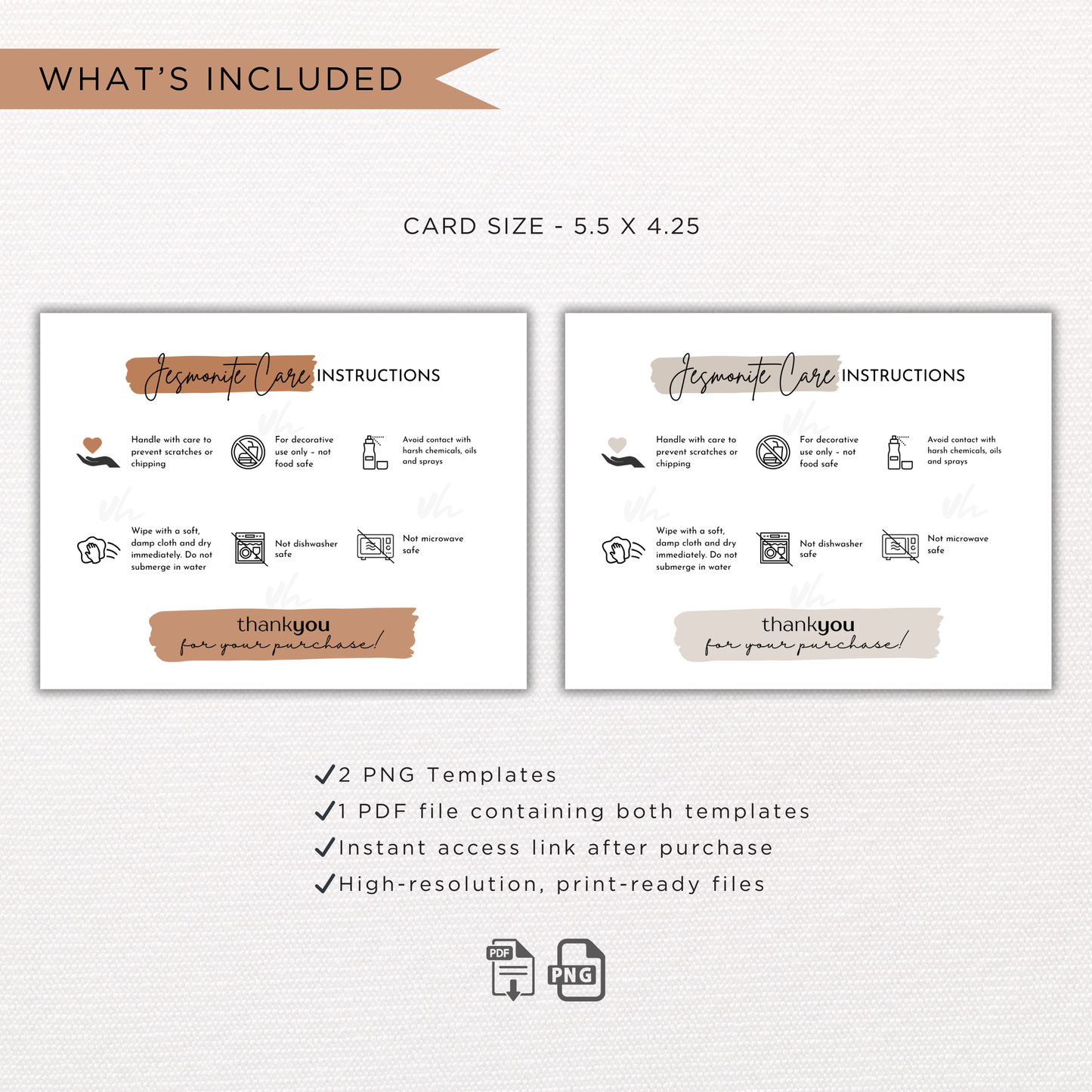 Jesmonite Care Card | PNG Instant Download