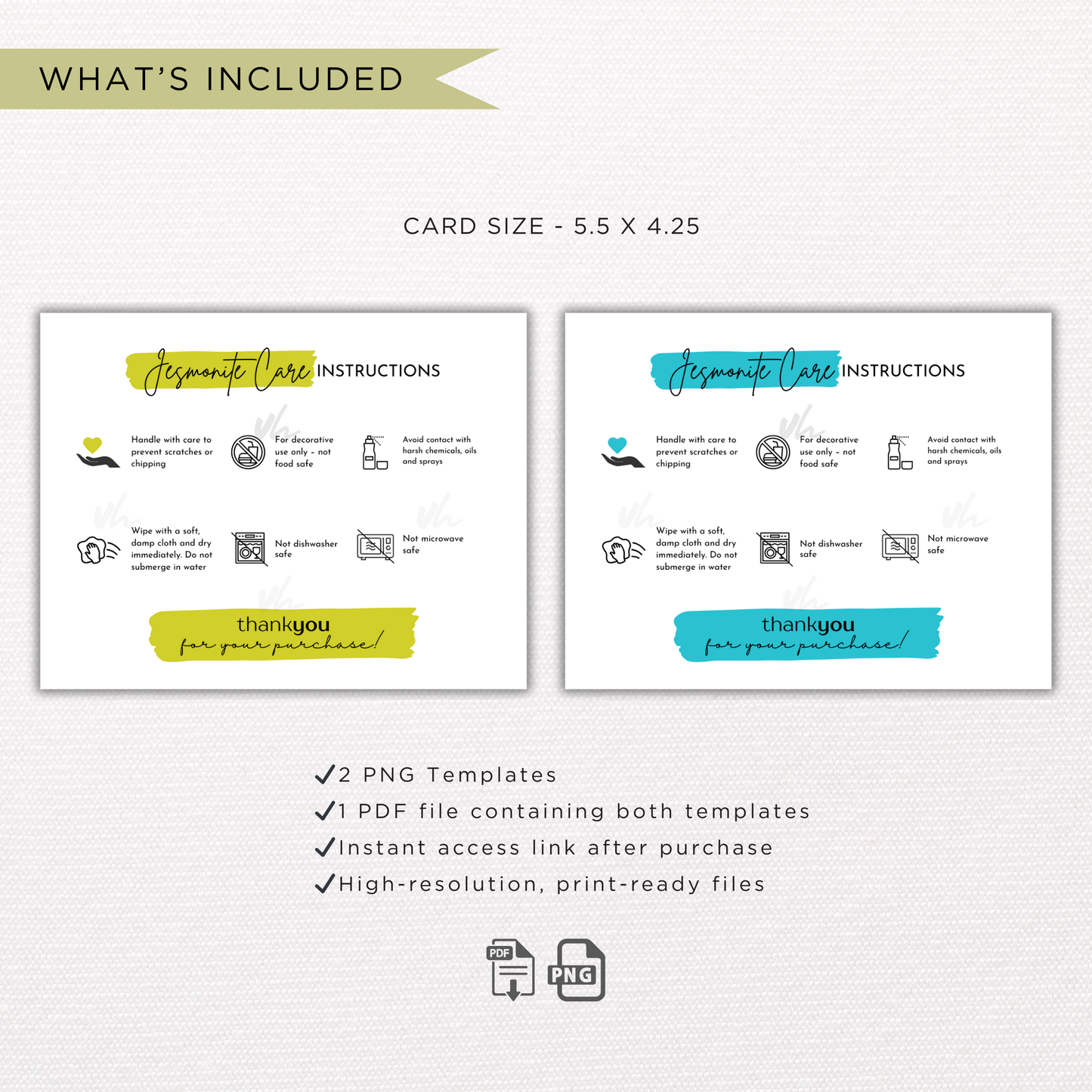 Jesmonite Care Card | PNG Instant Download