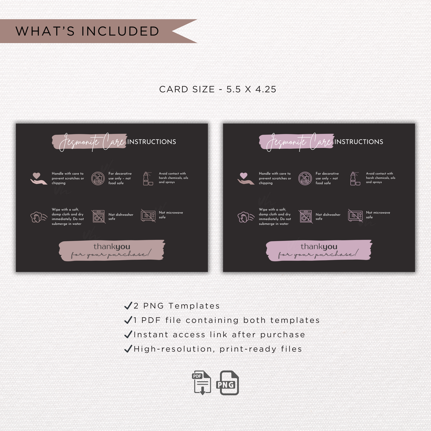 Jesmonite Care Card | PNG Instant Download