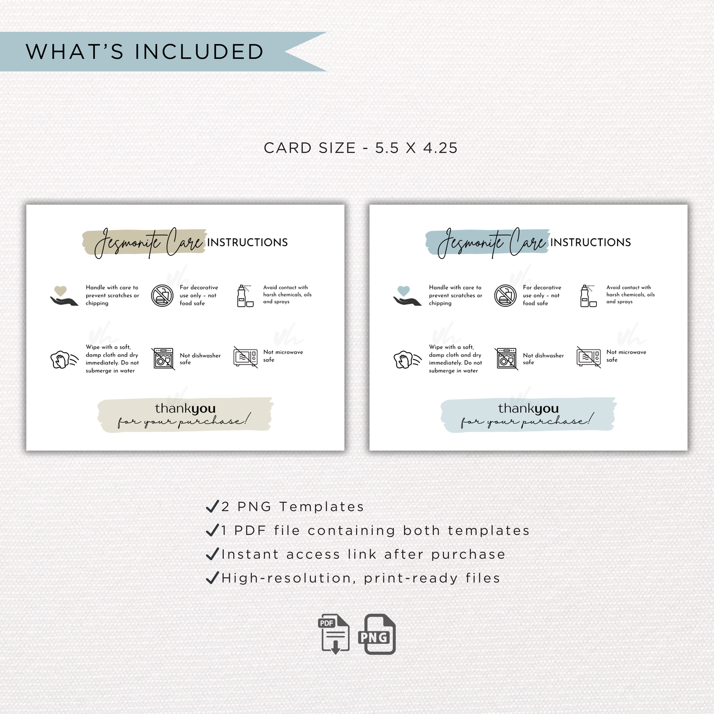 Jesmonite Care Card | PNG Instant Download