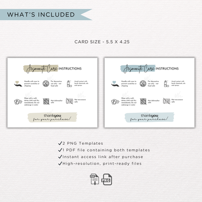 Jesmonite Care Card | PNG Instant Download