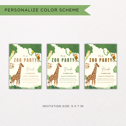 Canva Jungle Birthday Invitation Template | Editable Instant Download | Printable Safari Party Invite