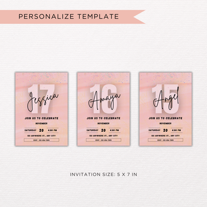 Pink Birthday Invite | Canva Template