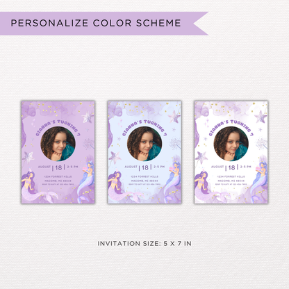 Mermaid Birthday Invite | Canva Template