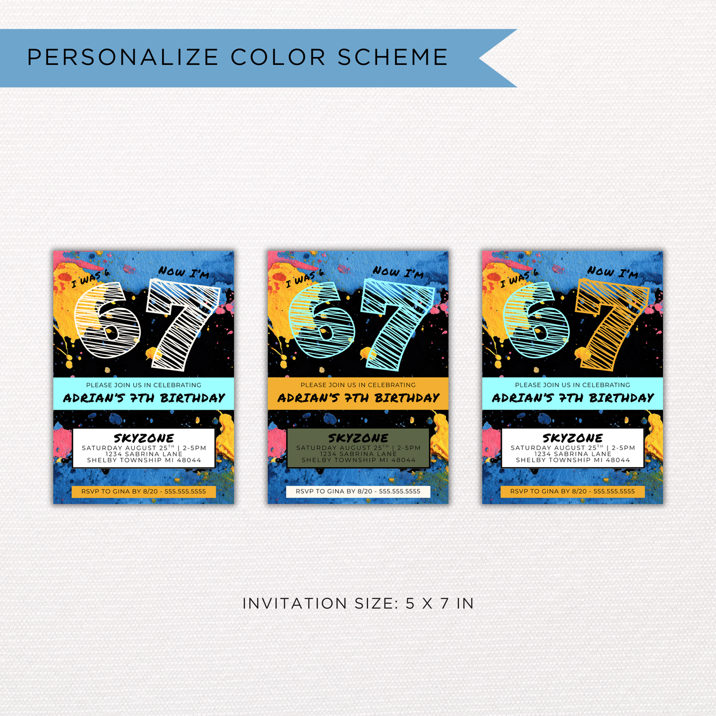 6 7 Birthday Invite | Canva Template