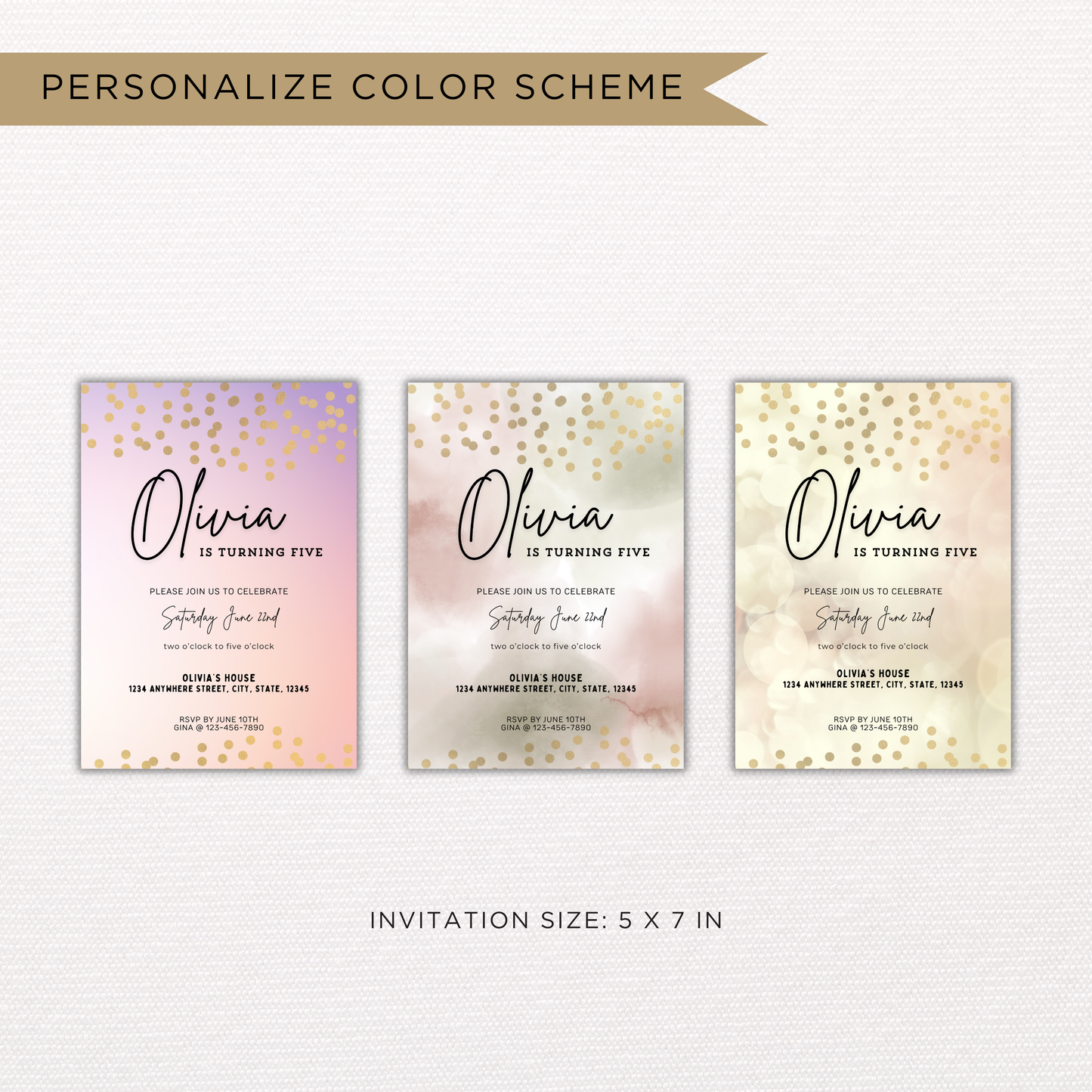 Gold Birthday Invite | Canva Template