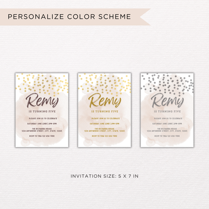 Gold Glitter Birthday Invite | Canva Template