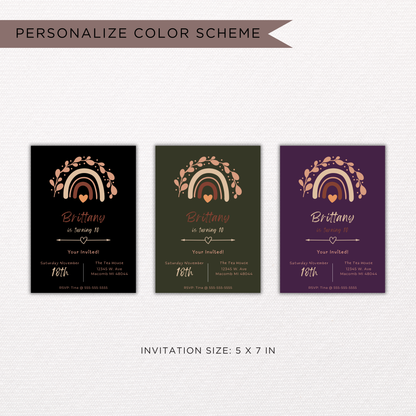 Girls Boho Birthday Invite | Canva Template