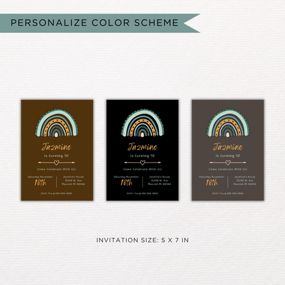 Boho Rainbow Invite | Canva Template