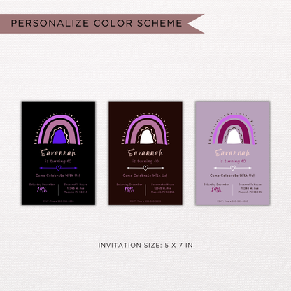 Pink Rainbow Birthday Invite | Canva Template