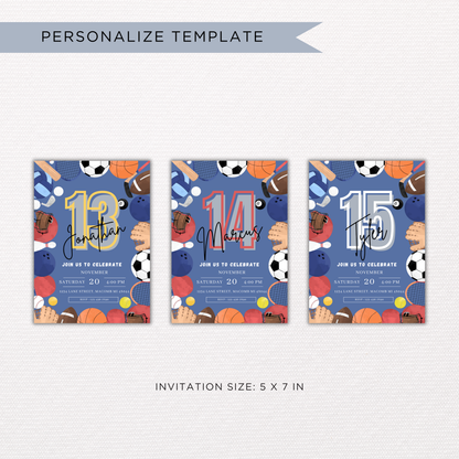 Sports Theme Birthday Invite | Canva Template