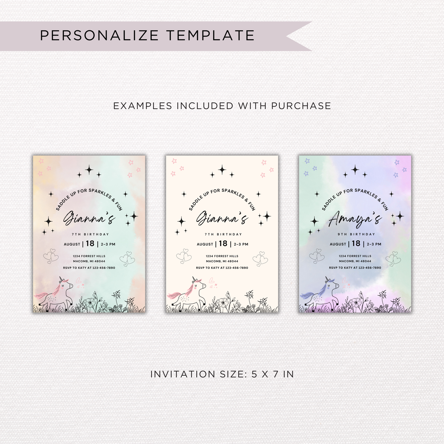 Pony Birthday Invite | Canva Template