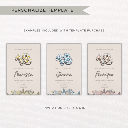 18th Birthday Invite | Canva Template