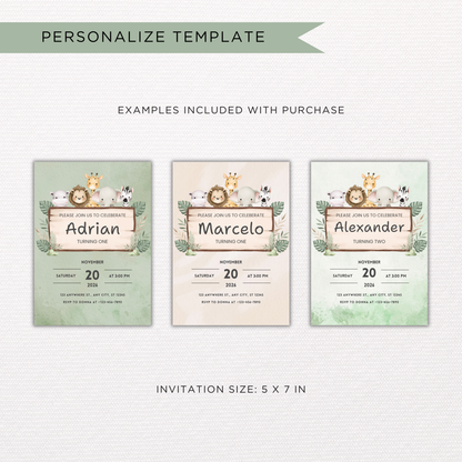 Jungle Birthday Invite | Canva Template