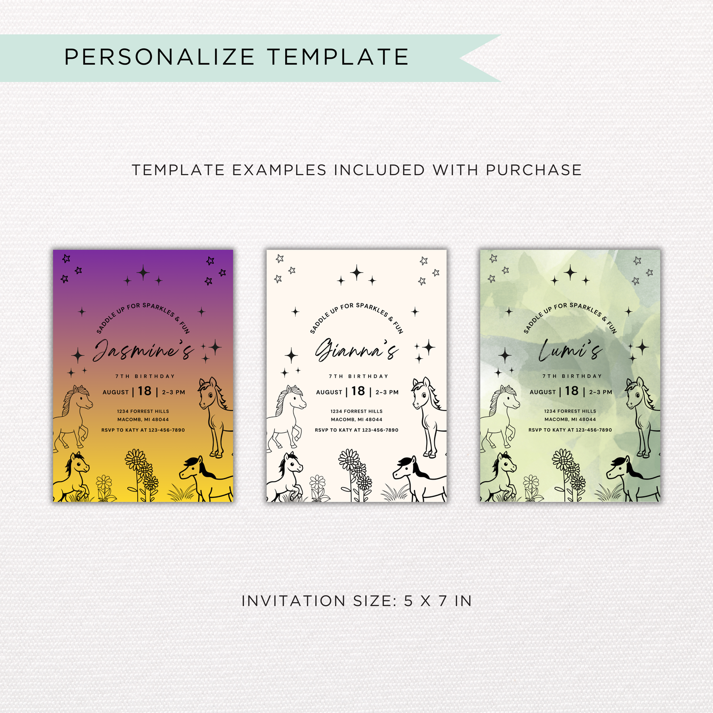 Pony Birthday Invite | Canva Template