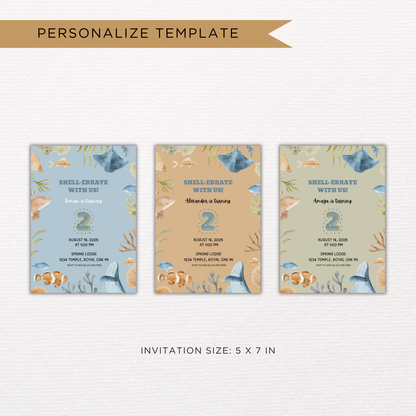 Sea Life 2nd Birthday | Canva Template