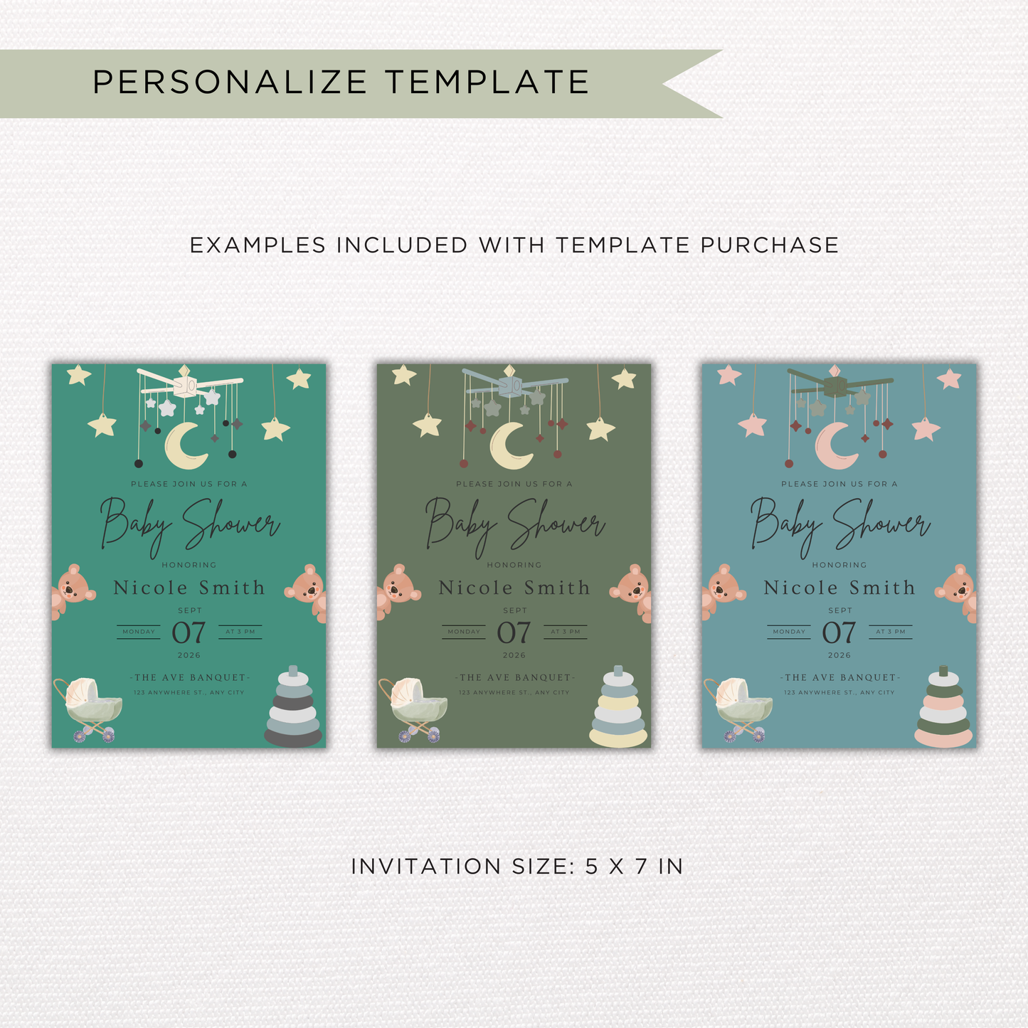 Baby Boy Shower Invite | Canva Template