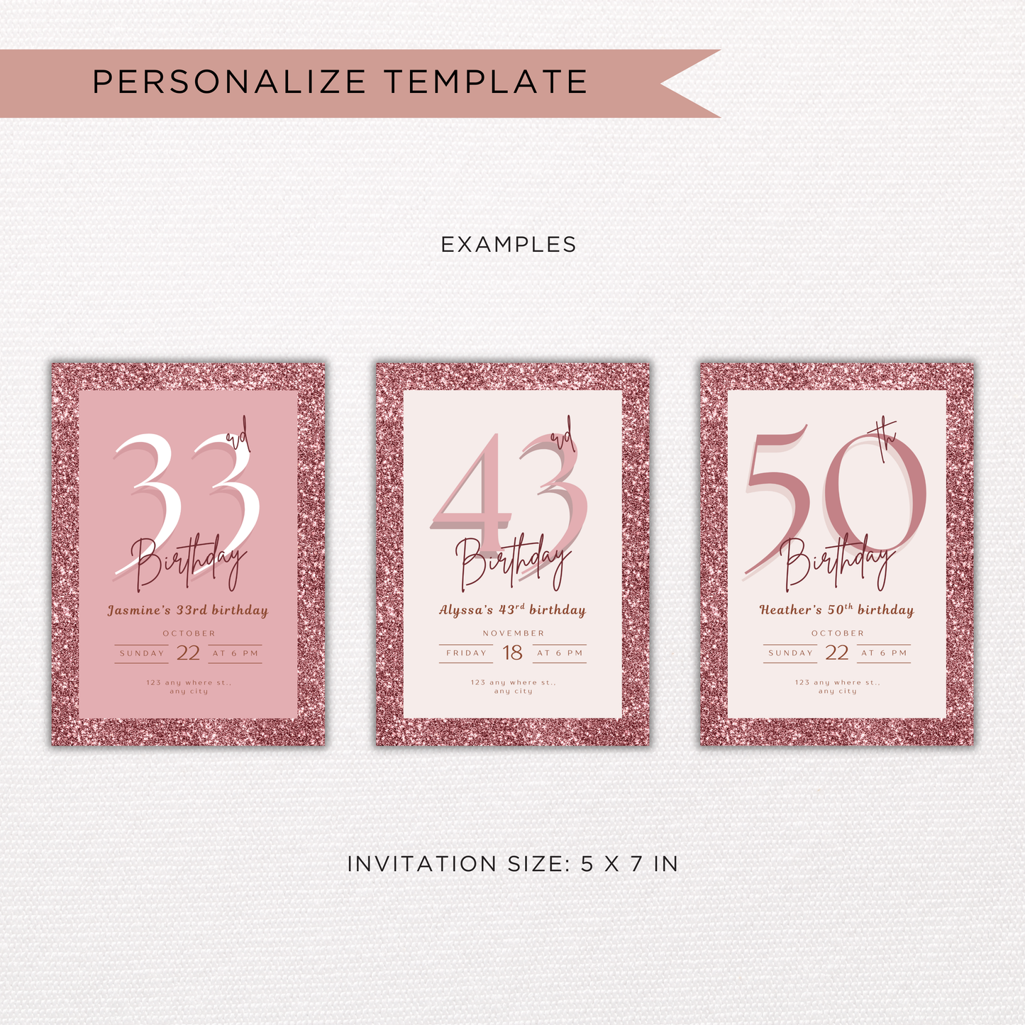 Milestone Invite - Glitter Theme | Canva Template