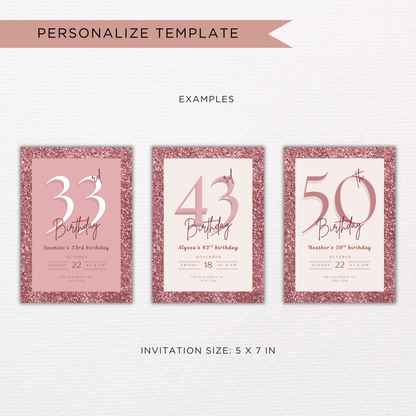 Milestone Invite - Glitter Theme | Canva Template