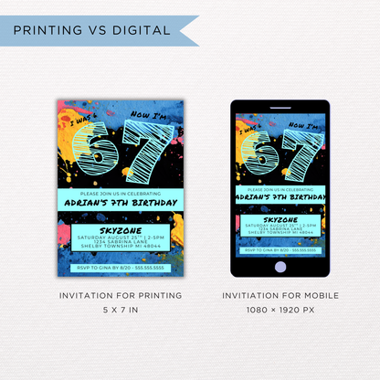 6 7 Birthday Invite | Canva Template