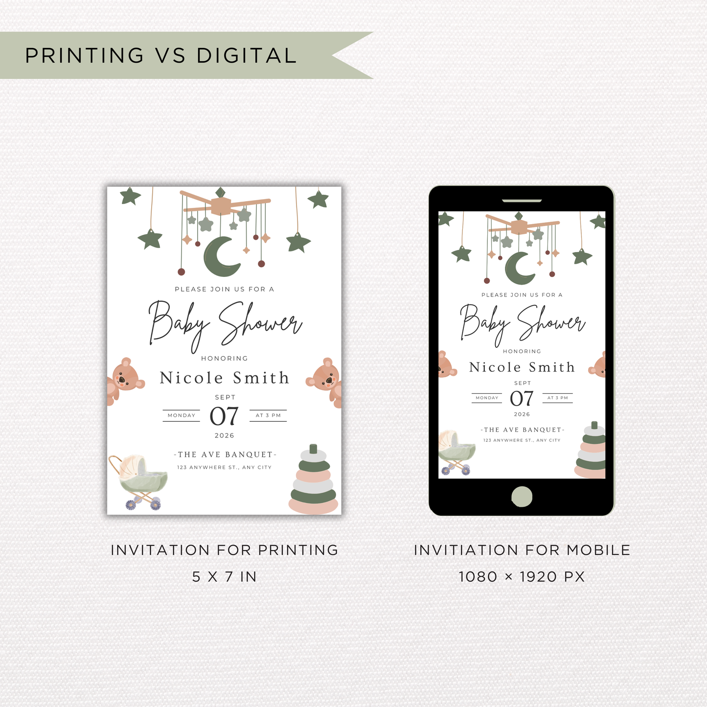 Baby Boy Shower Invite | Canva Template